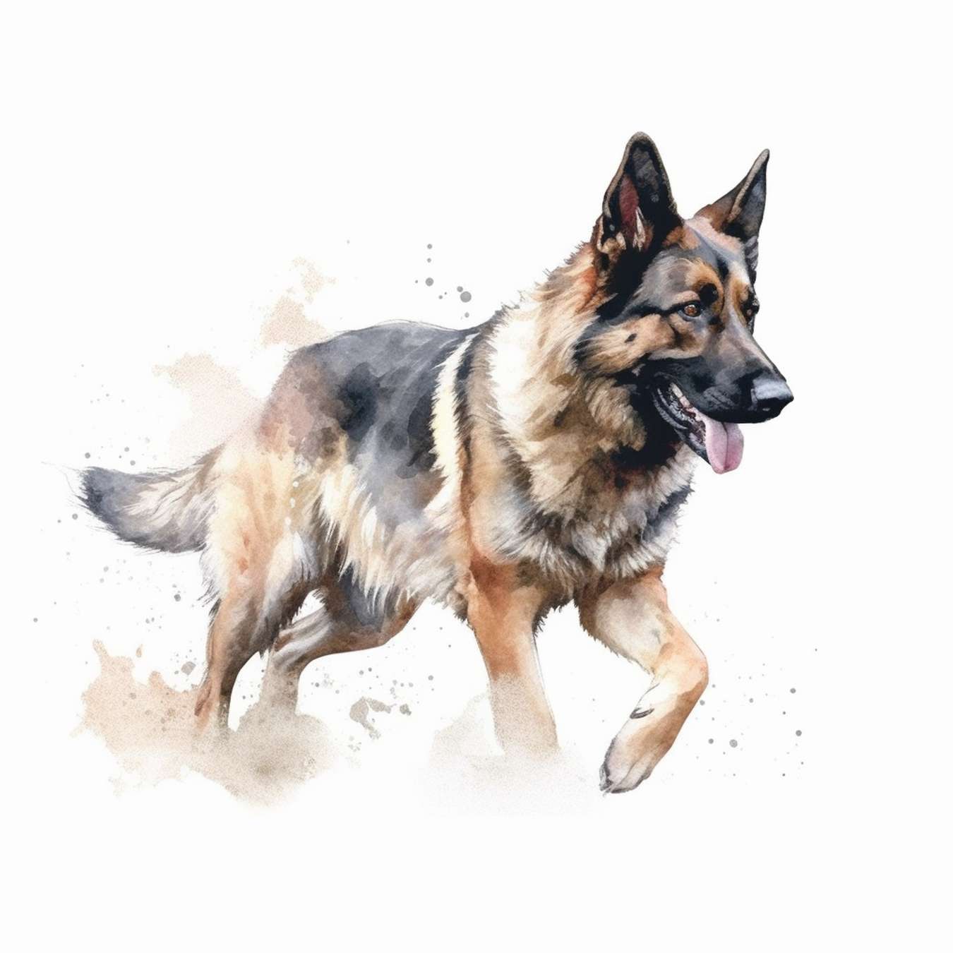 chien berger-allemand watercolor