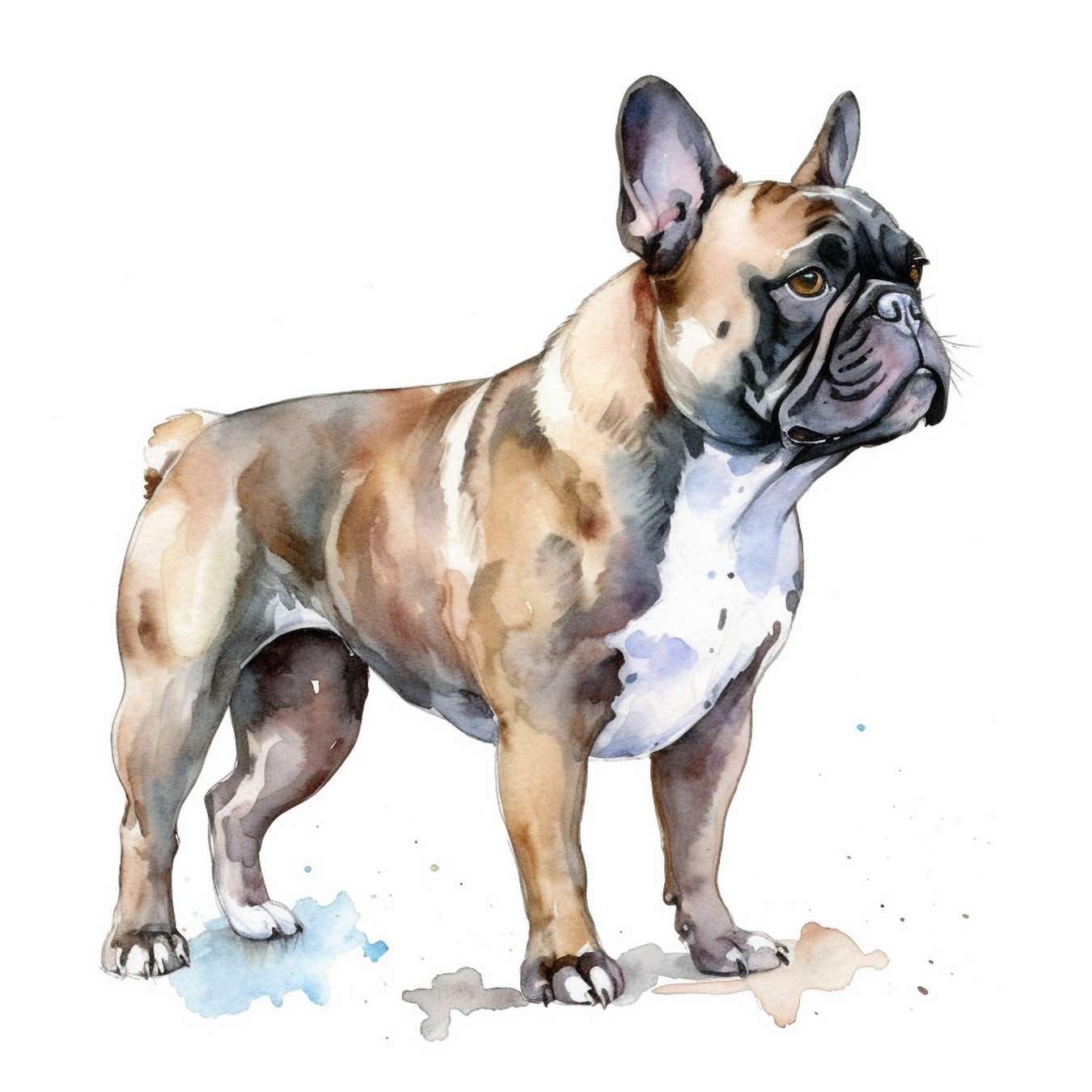 chien bouledogue francais watercolor