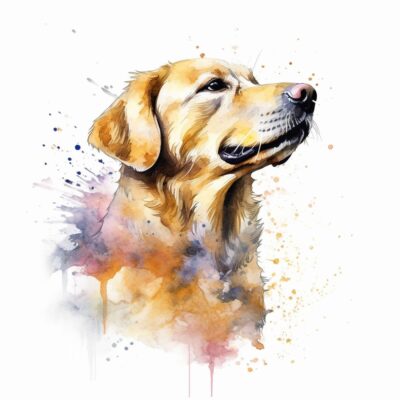 chien golden retreiver watercolor