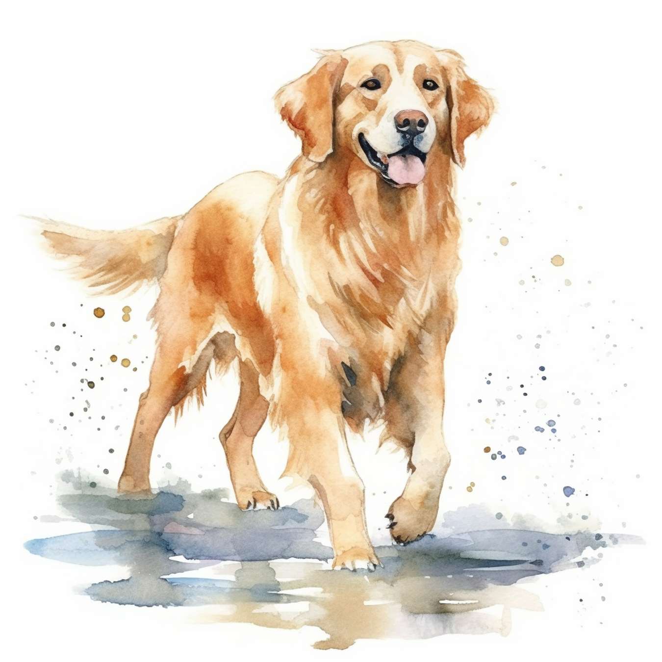 chien golden retreiver watercolor